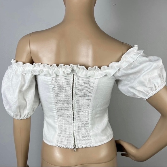 NEW REFORMATION WHITE OFF-THE-SHOULDER LINEN TOP - Picture 8 of 8